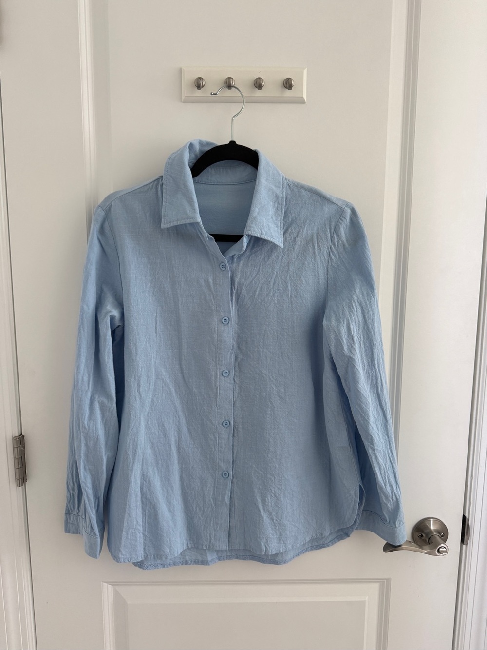 Amazon Brand Blue Linen Blend Button Down Shirt Size Small
